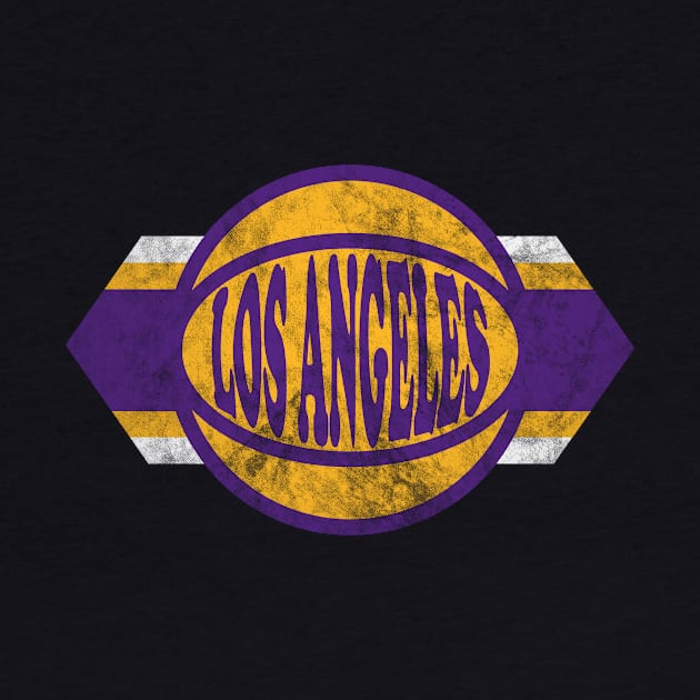 Los Angeles Basketball retro and distressed ball and stripe by MulletHappens